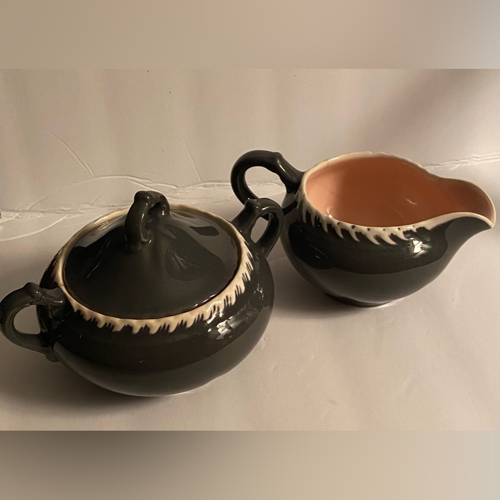 Harker Pottery Sugar Bowl & Creamer